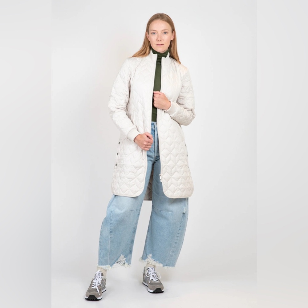 Ilse Jacobsen Light Cream Quilted Long Puffer Coat